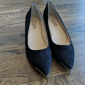 RSVP black heels with gold tip